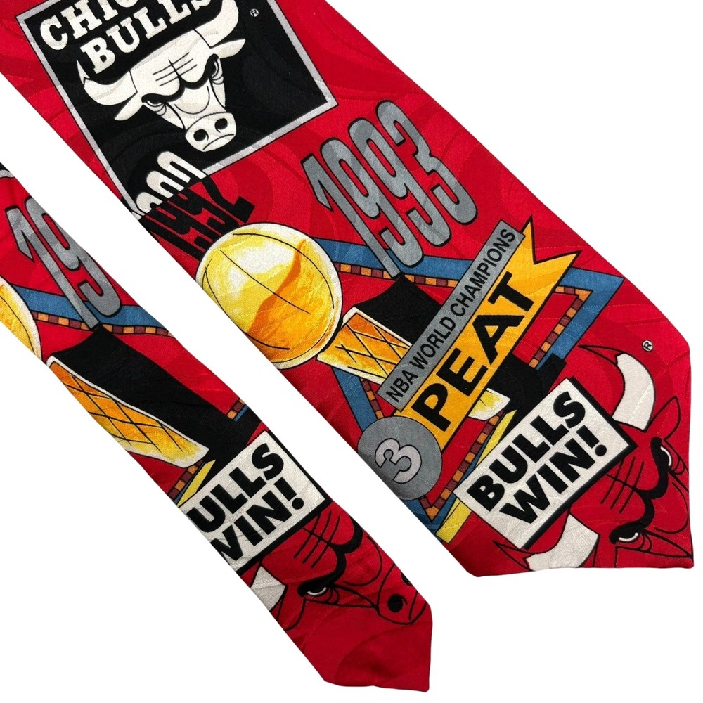 Chicago Bulls NBA Silk Neck Tie 3 Peat Champions Michael Jordan Vintage 1993 NWT